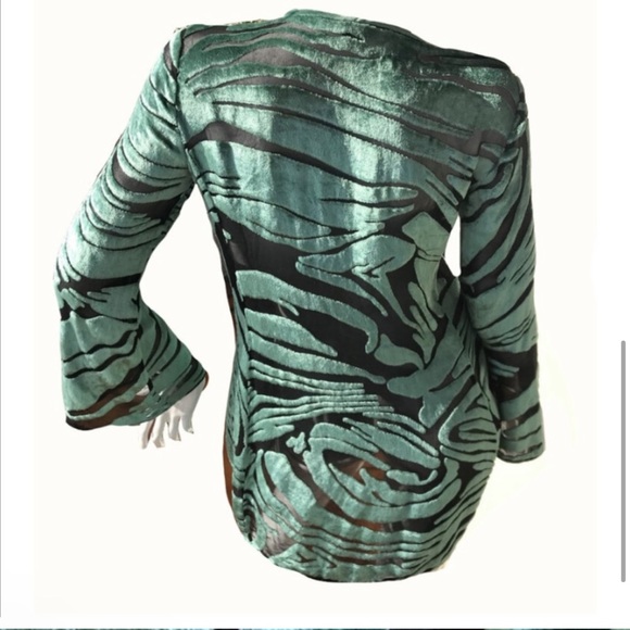 GUCCI Tom Ford HAUTE COUTURE SILK Dress Vintage SS96 Teal Zebra Runway SIZE 6 - Picture 7 of 12